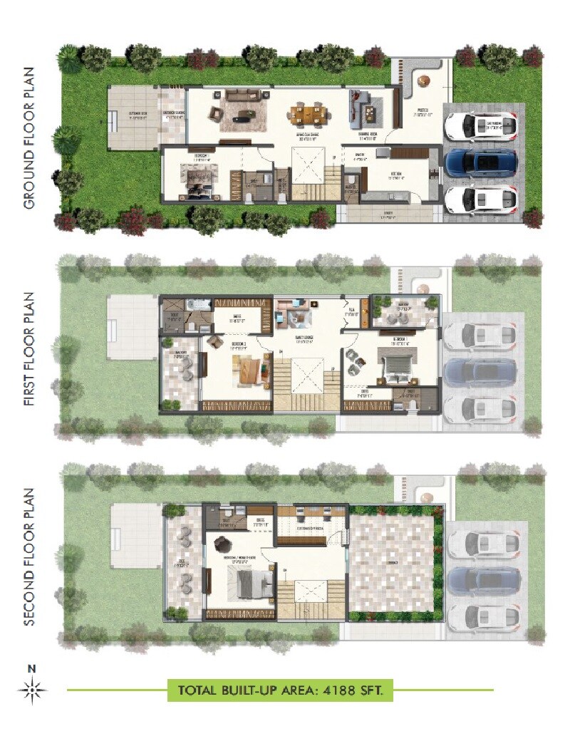 Floor plan of 4 BHK 4188 Sq. Ft. Villa in Anvita Parkside, Hyderabad