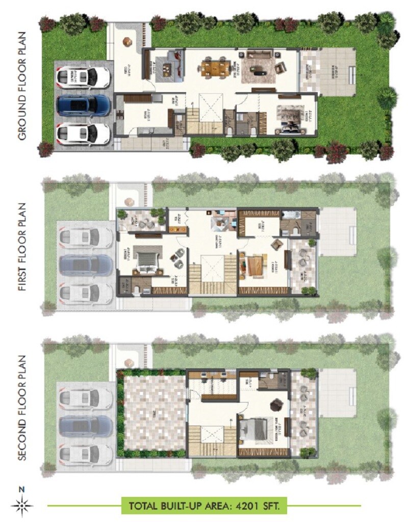 Floor plan of 4 BHK 4201 Sq. Ft. Villa in Anvita Parkside, Hyderabad