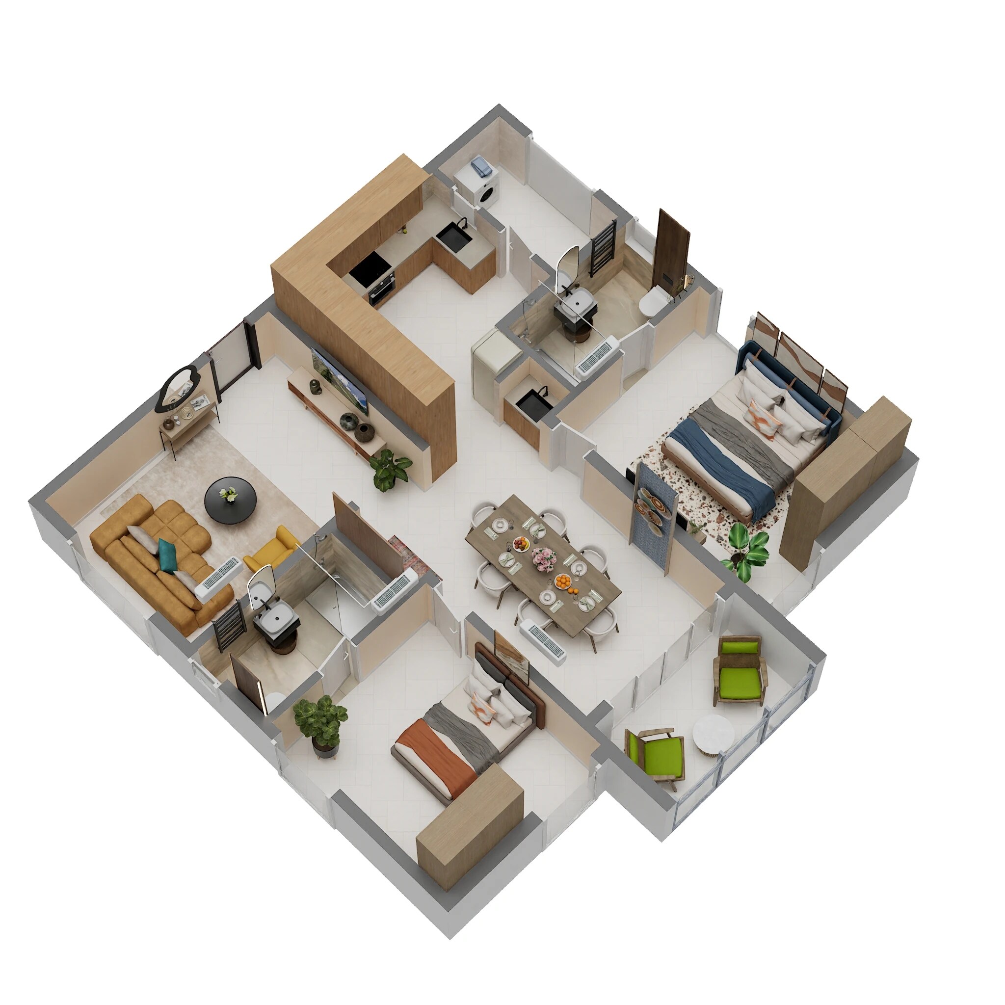 Floor plan of 2 BHK 1357 Sq. Ft. Apartment in Aparna Cyber Heights, Hyderabad