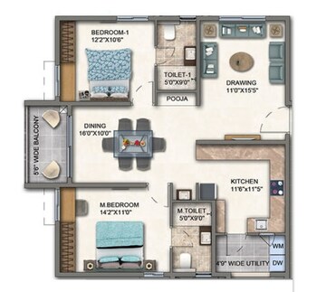  2 BHK Apartment at Aparna Cyber Heights, Osman Nagar – for Sale