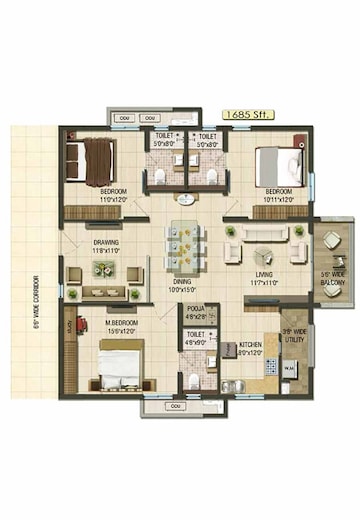  3 BHK Apartment at Aparna Cyber Life, Nallagandla – for Rent