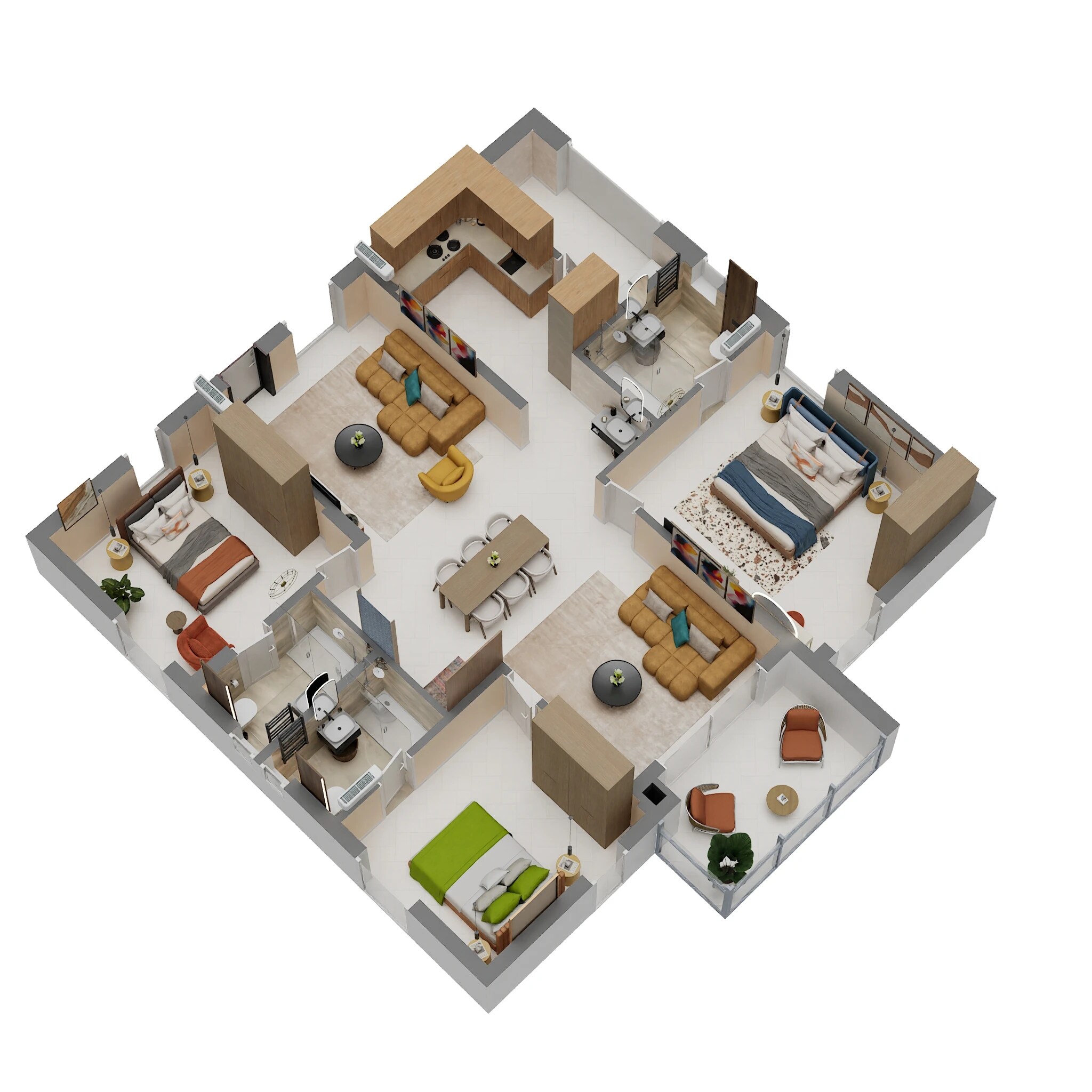 Floor plan of 3 BHK 1839 Sq. Ft. Apartment in Aparna Cyber Star, Hyderabad