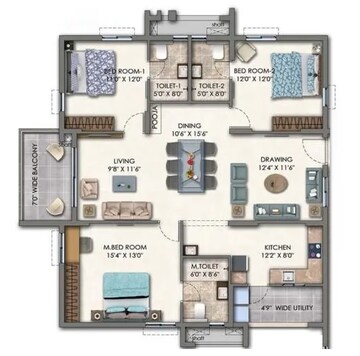  3 BHK Apartment at Aparna Cyber Star, Osman Nagar – for Sale