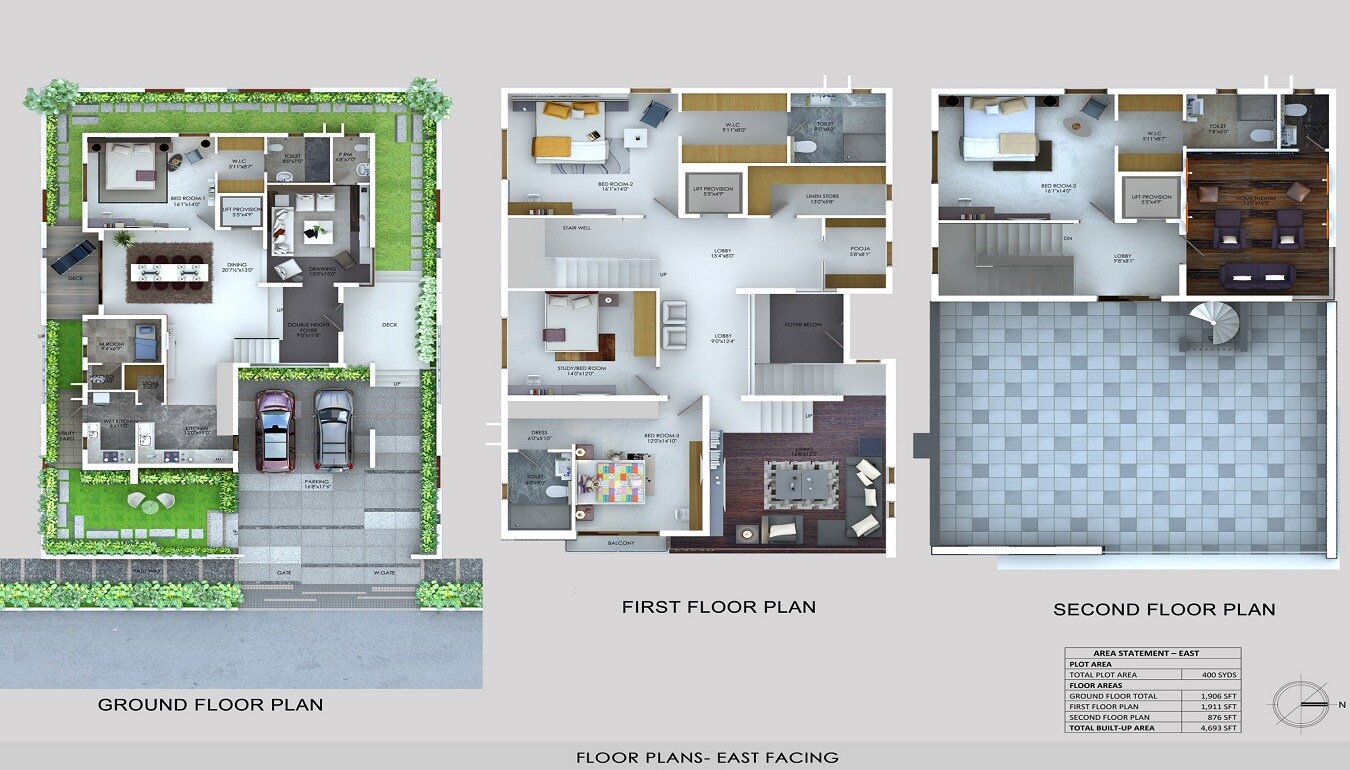 Floor plan of 4 BHK 4693 Sq. Ft. Villa in Aparna Elixir, Hyderabad