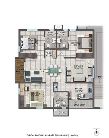  3 BHK Apartment at Aparna HillPark Lake Breeze, Chanda Nagar – for Rent
