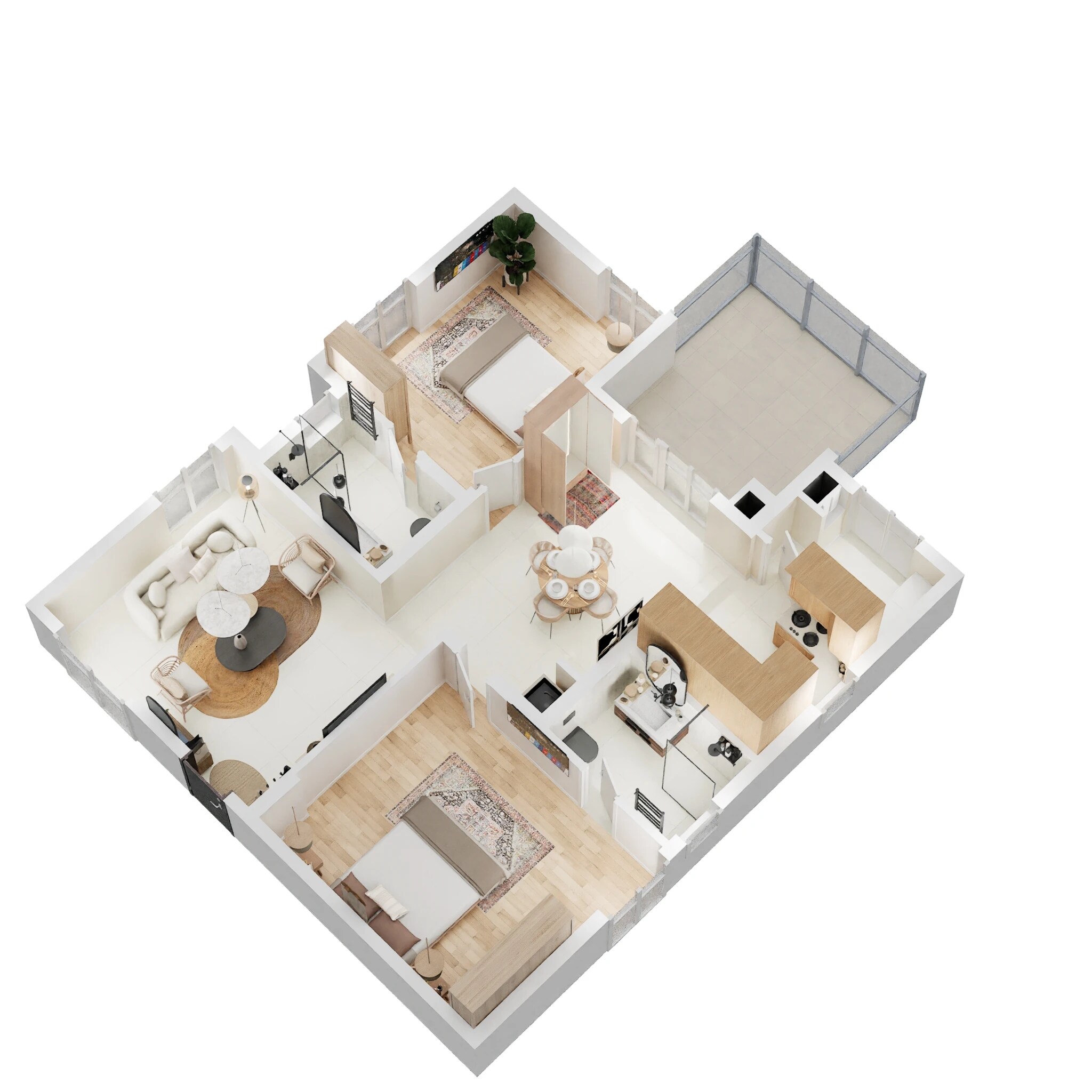 Floor plan of 2 BHK 1374 Sq. Ft. Apartment in Aparna Palmwoods, Hyderabad