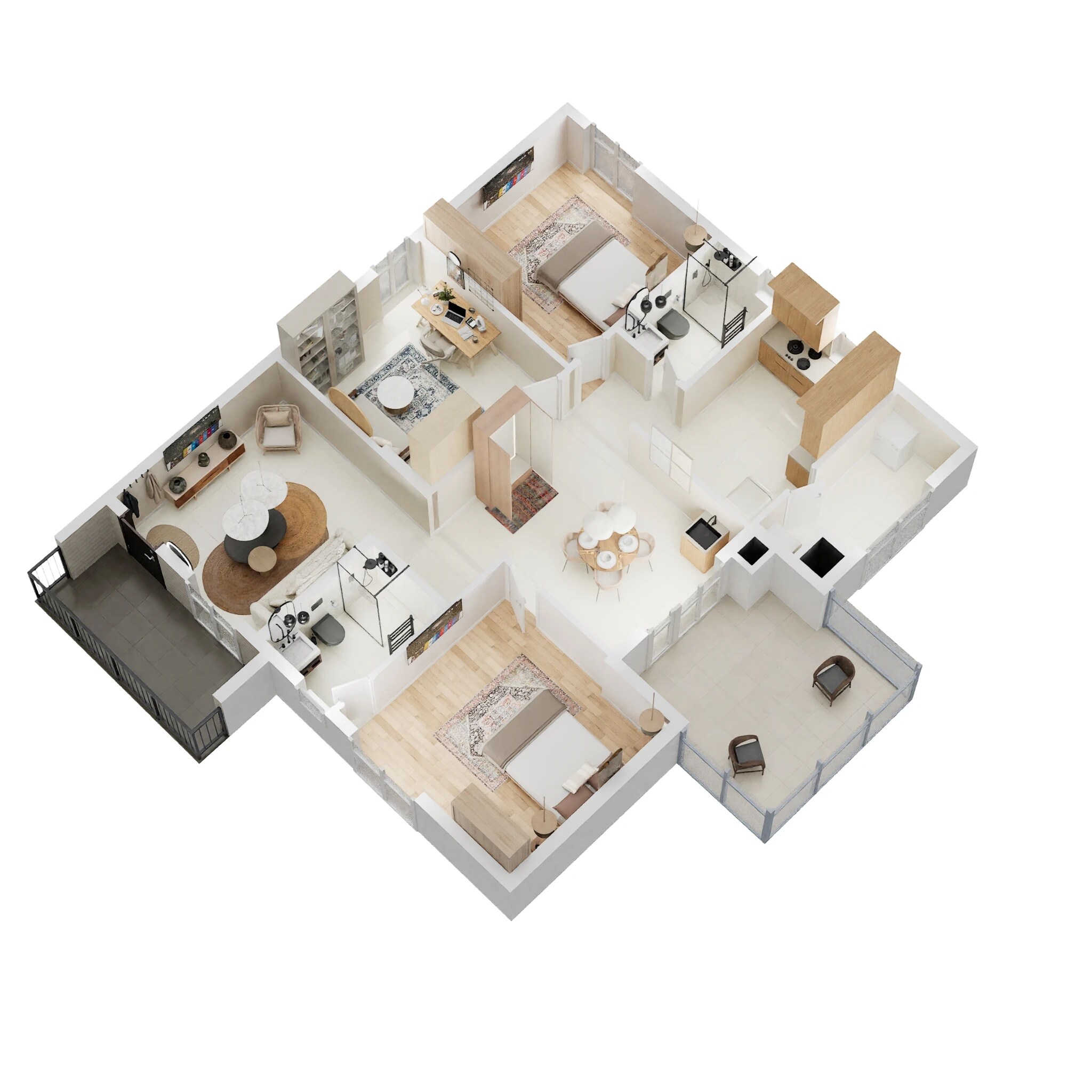 Floor plan of 2 BHK 1560 Sq. Ft. Apartment in Aparna Palmwoods, Hyderabad