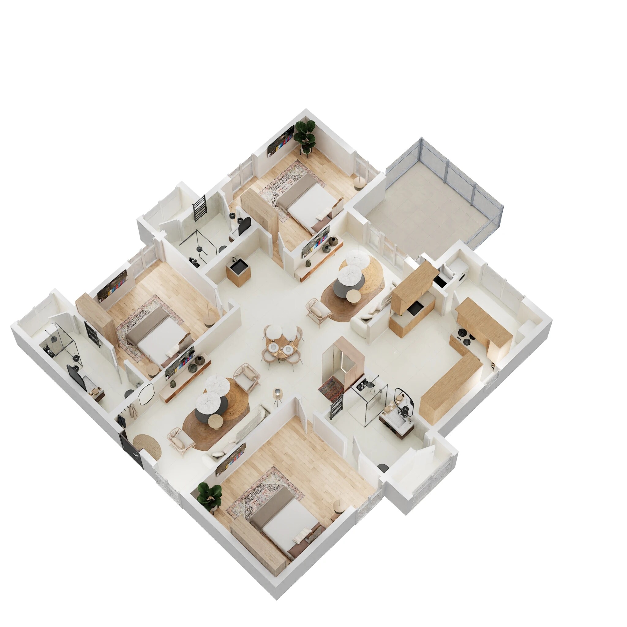 Floor plan of 3 BHK 1973 Sq. Ft. Apartment in Aparna Palmwoods, Hyderabad