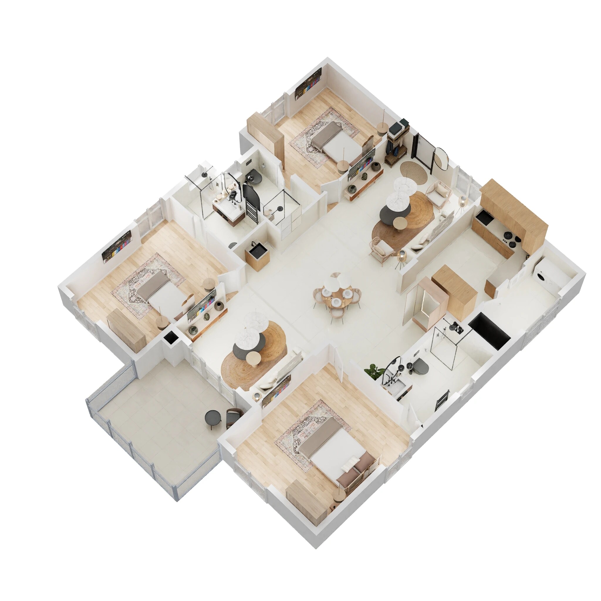 Floor plan of 3 BHK 2063 Sq. Ft. Apartment in Aparna Palmwoods, Hyderabad
