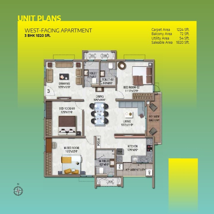 Other, aparna-serenity 3 Bedroom 1820 Sq.Ft. Apartment In Kompally Hyderabad 9048863