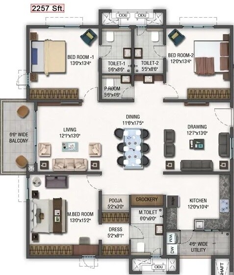 Other, aparna-zenon 3 Bedroom 1565 Sq.Ft. Apartment In Puppalaguda Hyderabad 7462894