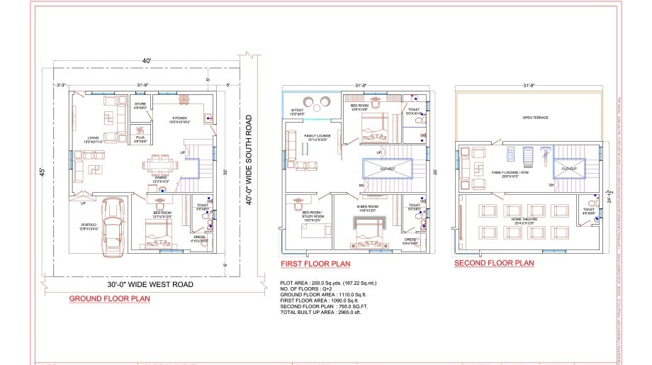 Floor plan of 4 BHK 2965 Sq. Ft. Villa in APR Mukka Praveens Signator, Hyderabad