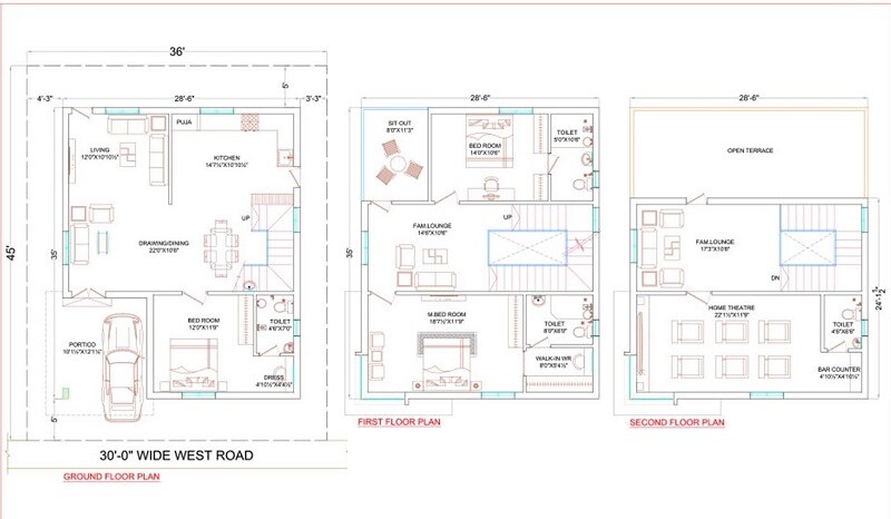 Floor plan of 4 BHK 2190 Sq. Ft. Villa in APR Praveens Crystal Avenue, Hyderabad