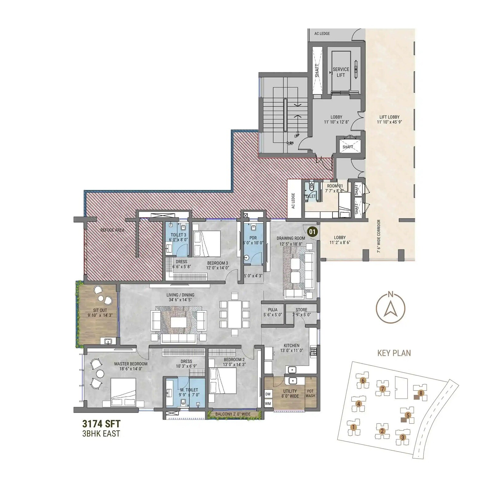 3 BHK 3174 Sq. Ft. Apartment
