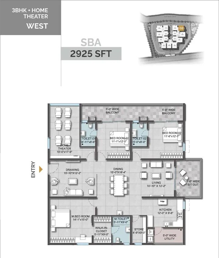 3 BHK 2925 Sq. Ft. Apartment