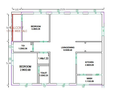 Floor plan of 1 BHK 1200 Sq. Ft. Apartment in Aritha Vasundhara Serenity, Hyderabad