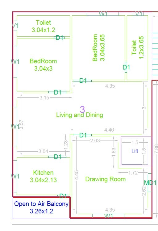 2 BHK 1679 Sq. Ft. Apartment