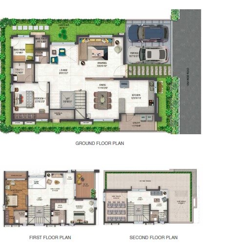 Floor plan of 3 BHK 3415 Sq. Ft. Villa in Ark Artha And Ark Aryama, Hyderabad