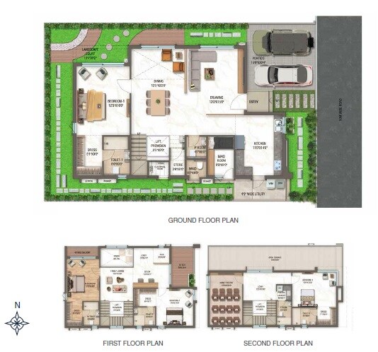 Floor plan of 3 BHK 4032 Sq. Ft. Villa in Ark Artha And Ark Aryama, Hyderabad