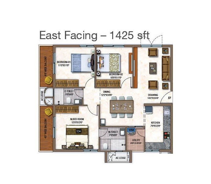 3 BHK 1425 Sq. Ft. Apartment
