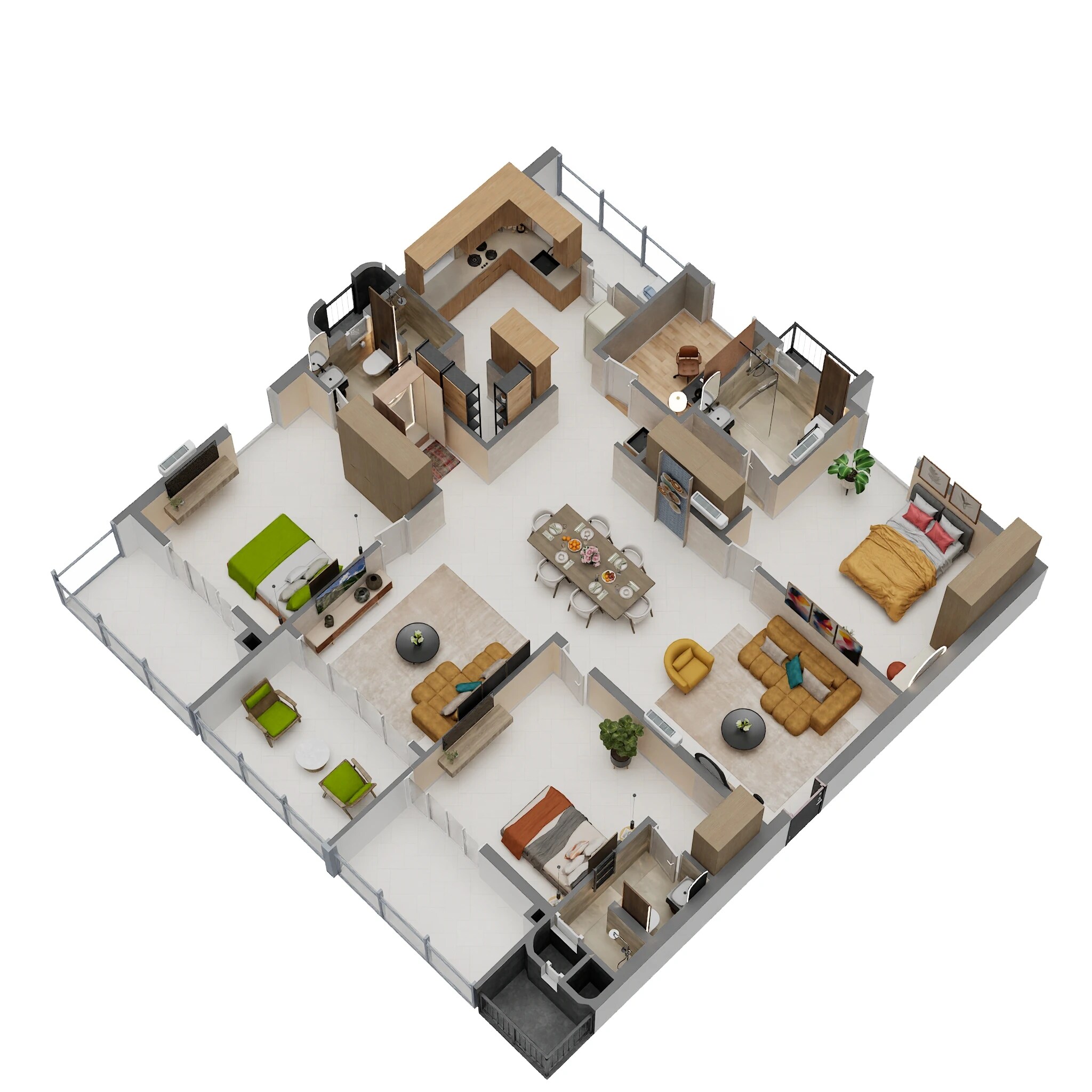Floor plan of 3 BHK 2470 Sq. Ft. Apartment in ARK Kushak, Hyderabad