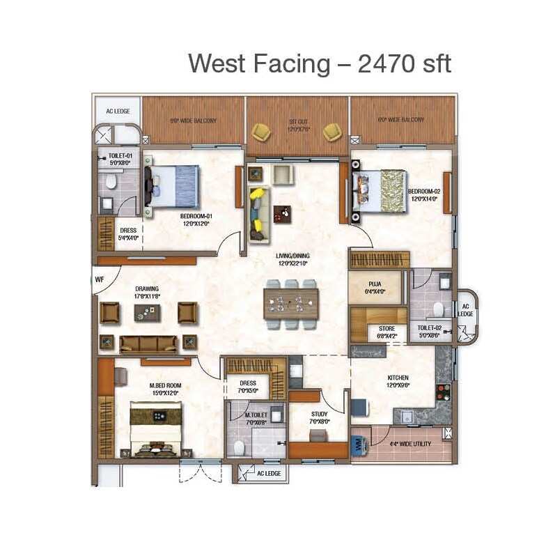 3 BHK 2470 Sq. Ft. Apartment