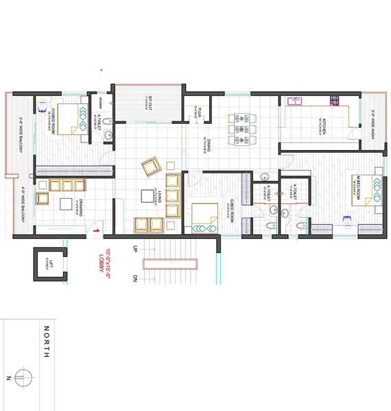 Floor plan of 3 BHK 2644 Sq. Ft. Apartment in Aryamitra Verbena, Hyderabad