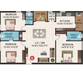 3 BHK 1685 Sq. Ft. Apartment in AS Mayfair Luxury Apartment