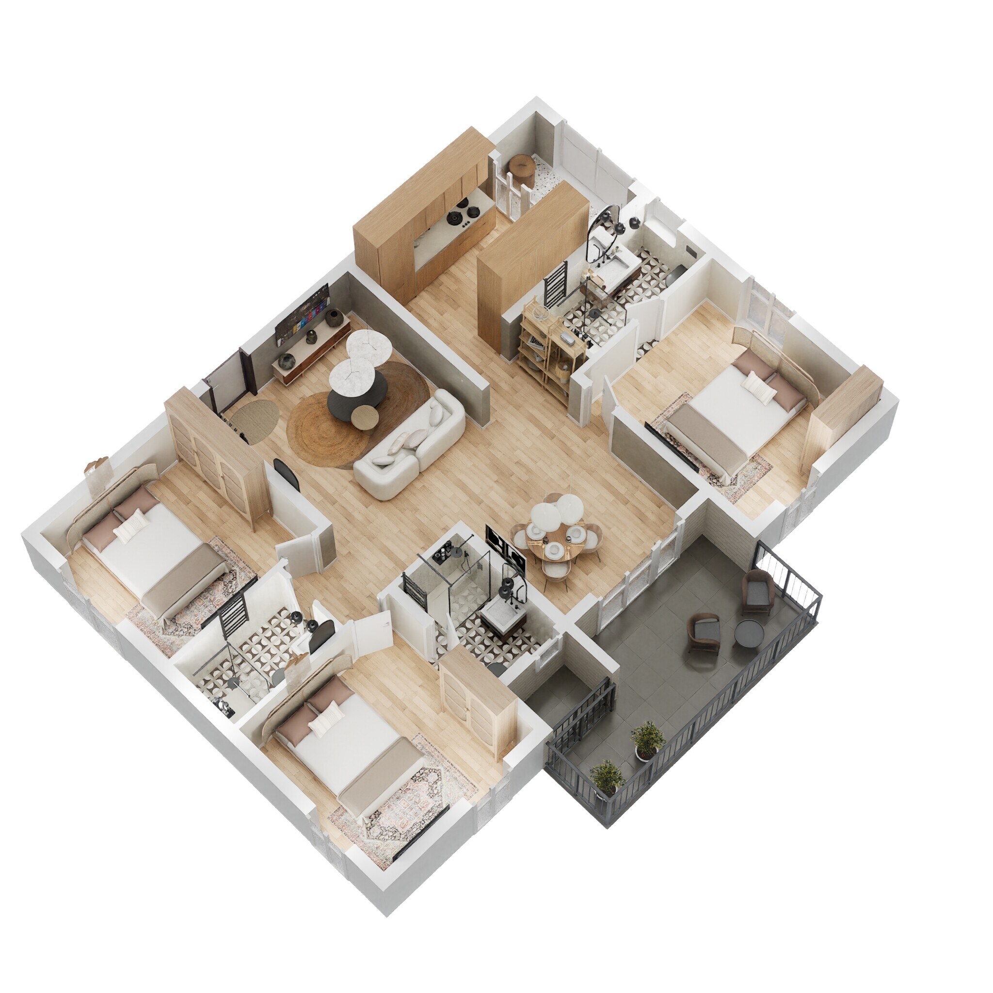 Floor plan of 3 BHK 1695 Sq. Ft. Apartment in ASBL Loft, Hyderabad