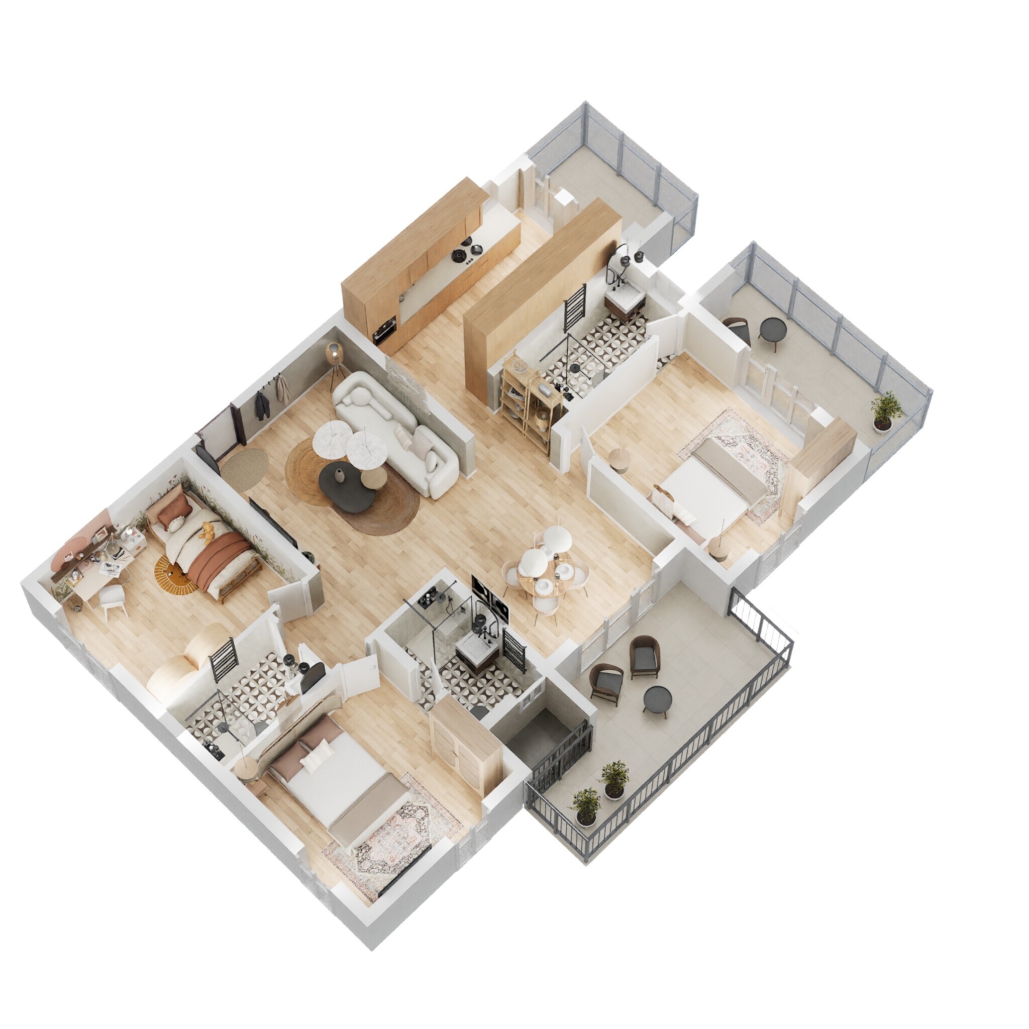 Floor plan of 3 BHK 1870 Sq. Ft. Apartment in ASBL Loft, Hyderabad