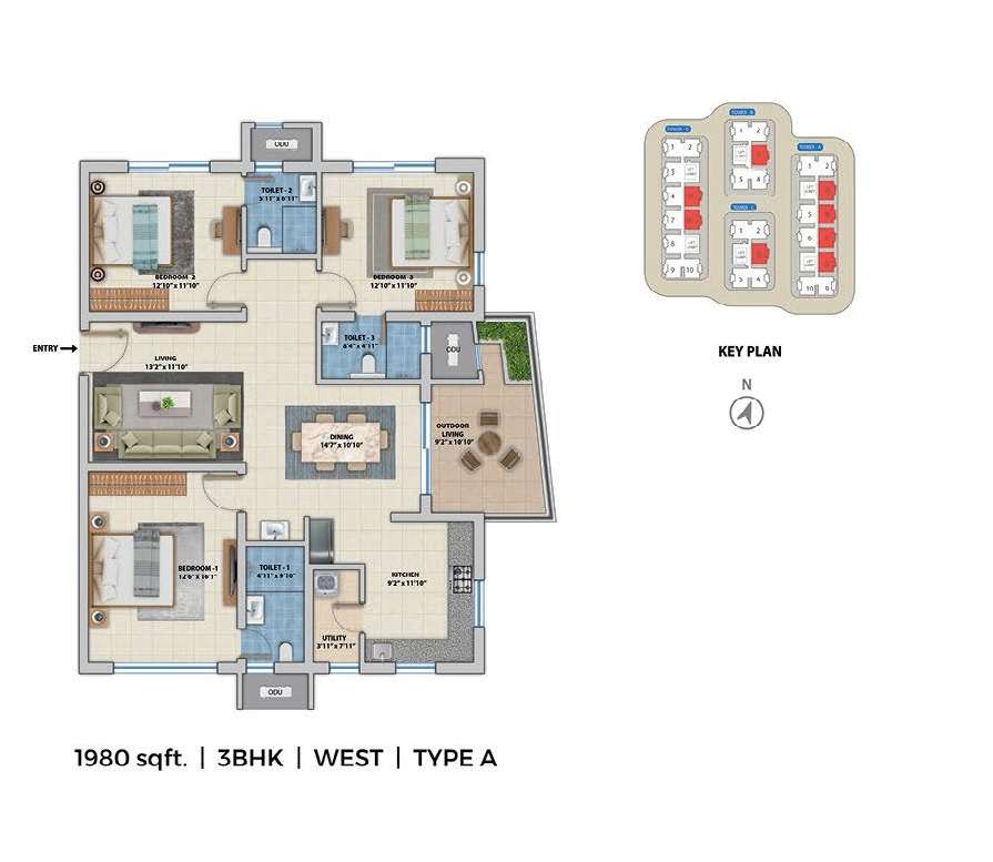 3 BHK 1980 Sq. Ft. Apartment in ASBL Spectra