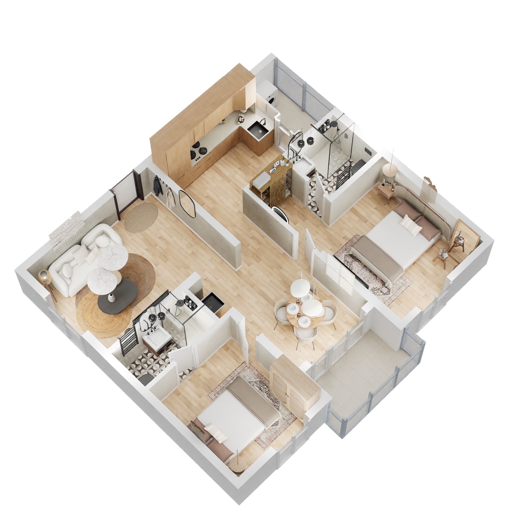 Floor plan of 2 BHK 1210 Sq. Ft. Apartment in ASBL Springs, Hyderabad