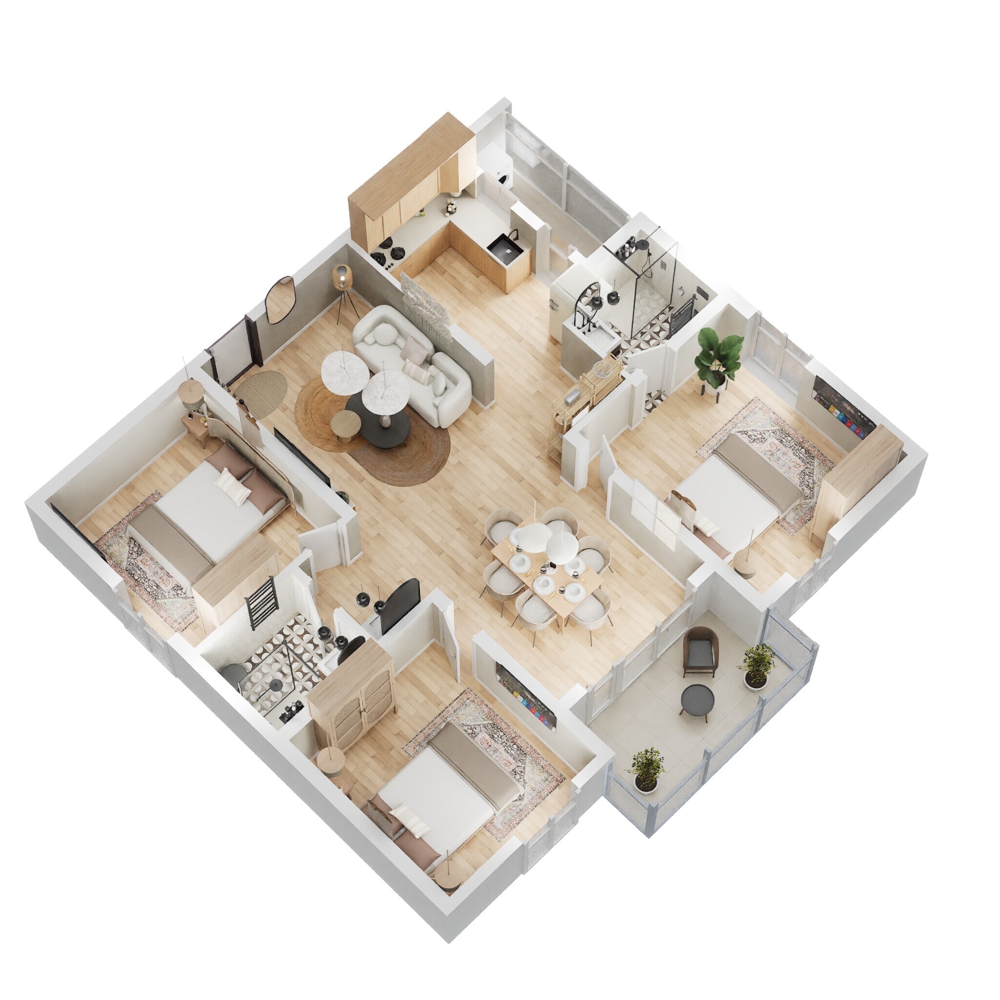 Floor plan of 3 BHK 1475 Sq. Ft. Apartment in ASBL Springs, Hyderabad