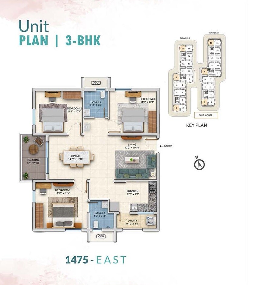  3 BHK Apartment at ASBL Springs, Pocharam – for Rent