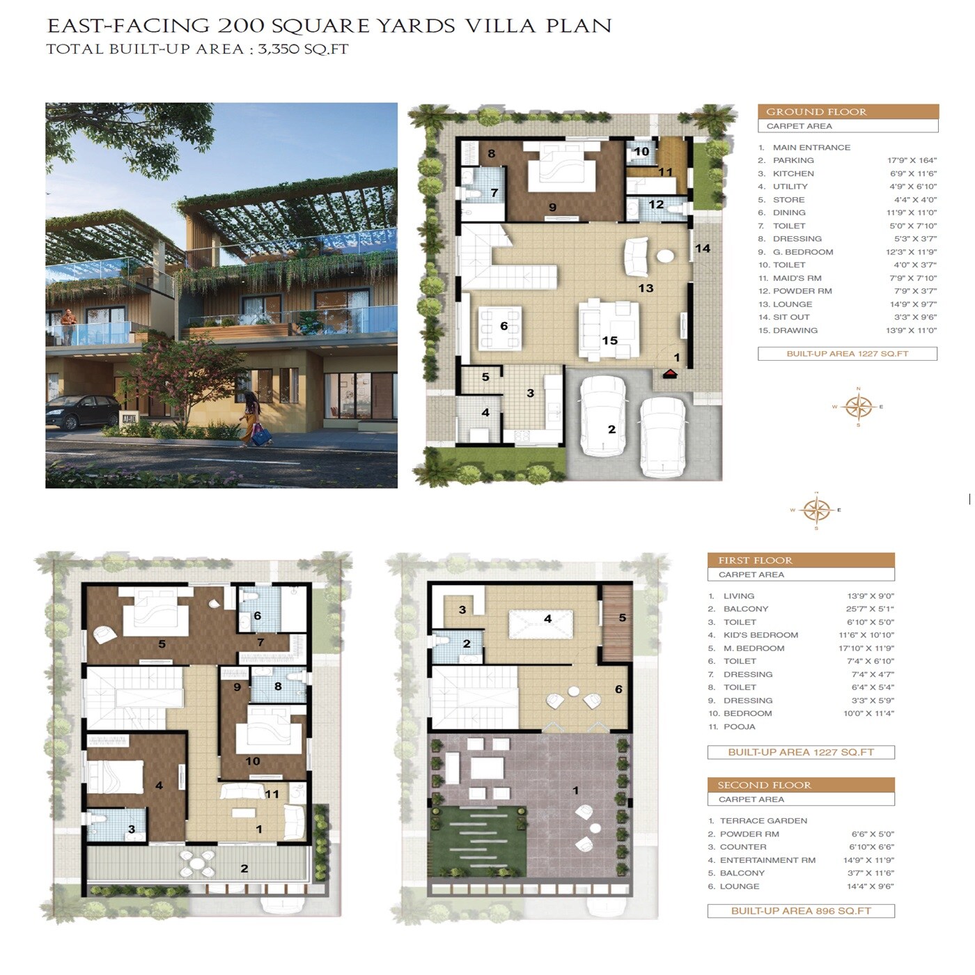 Floor plan of 4 BHK 3350 Sq. Ft. Villa in Asian RSR Villas, Hyderabad