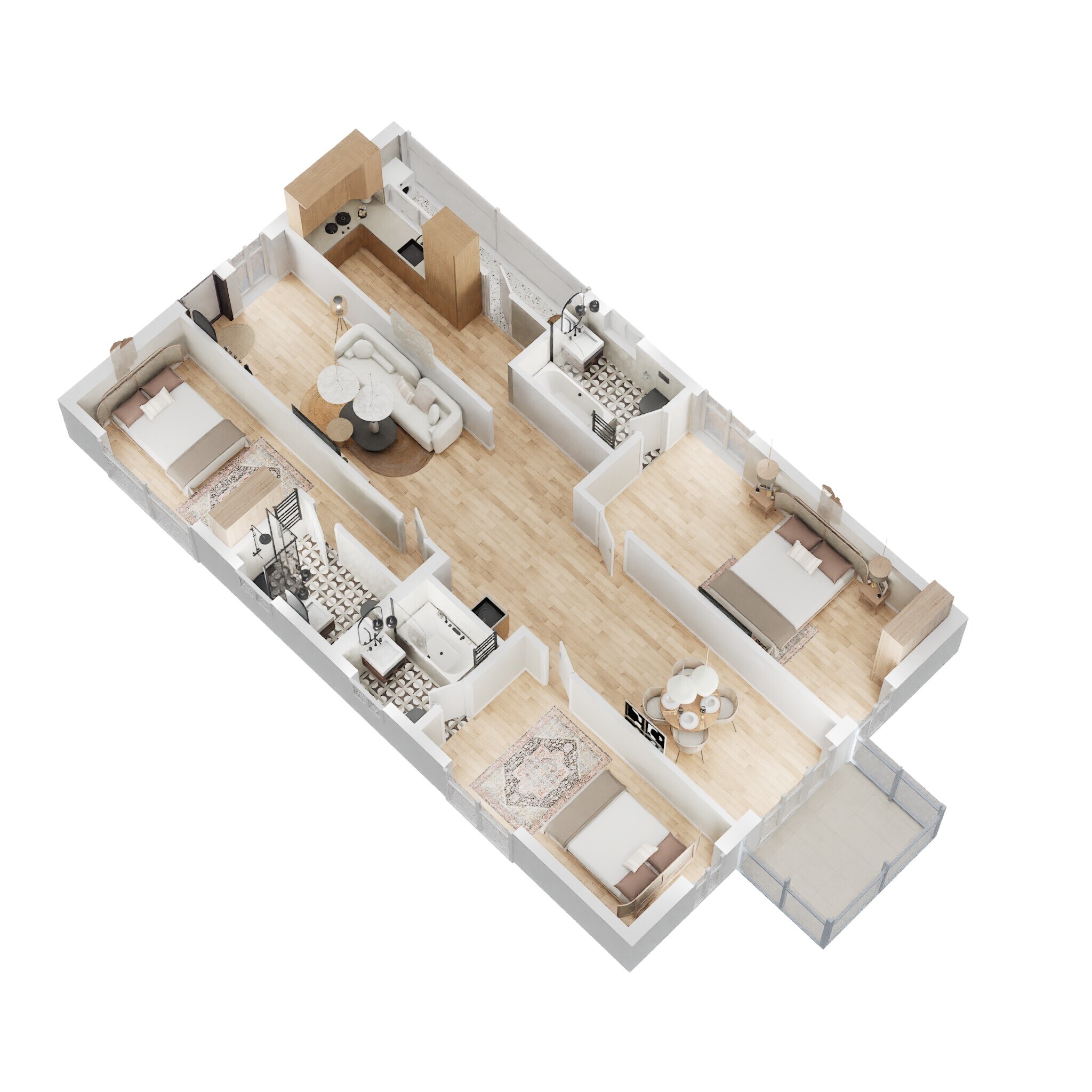 Floor plan of 3 BHK 1625 Sq. Ft. Apartment in Aspire Spaces Ameya, Hyderabad