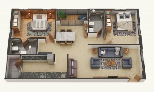 2 BHK 1325 Sq. Ft. Apartment