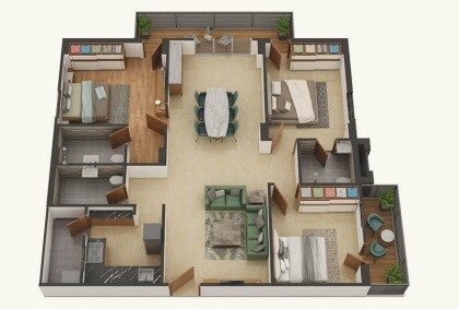 3 BHK 1851 Sq. Ft. Apartment