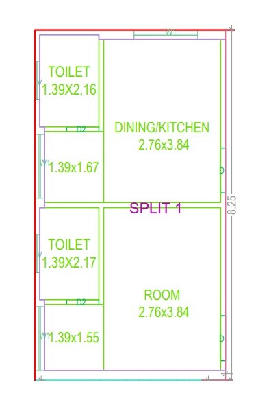 Floor plan of 560 Sq. Ft. Studio in Assetgain The Wave, Hyderabad