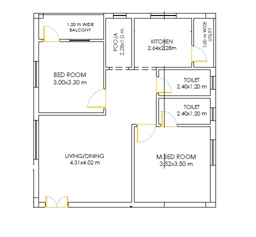 2 BHK 1130 Sq. Ft. Apartment in Avasana Aarav