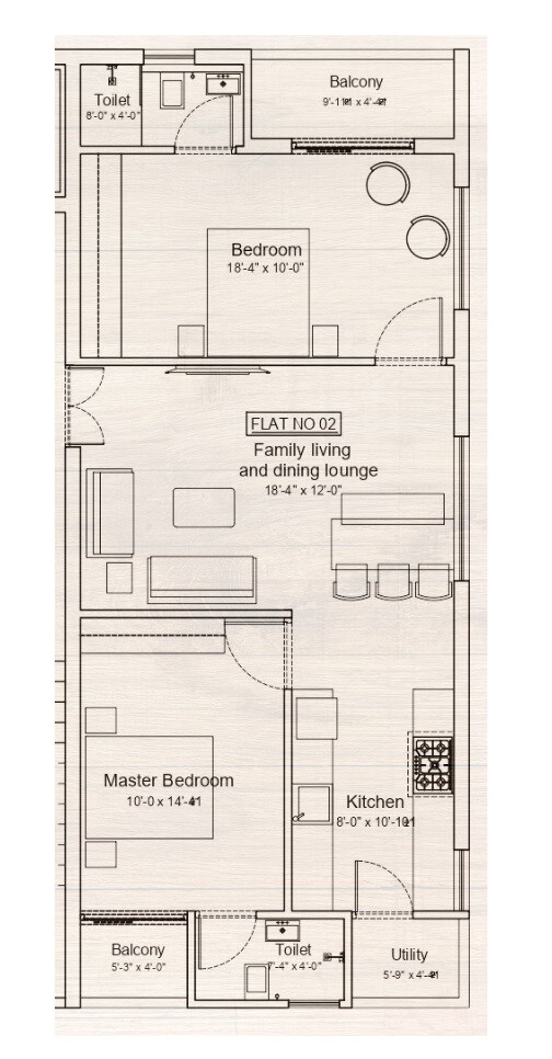 Floor plan of 2 BHK 1161 Sq. Ft. Apartment in Avisun Tamanna Lakeshore, Hyderabad