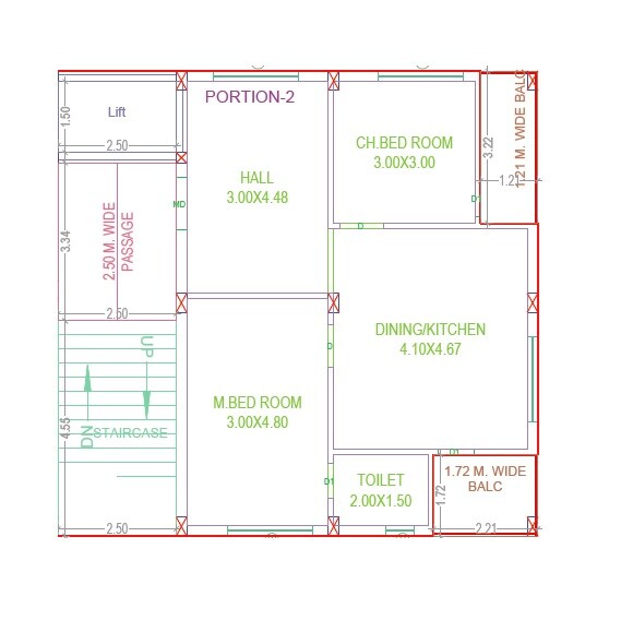 Floor plan of 2 BHK 1200 Sq. Ft. Apartment in Avisun Tamanna Pride, Hyderabad