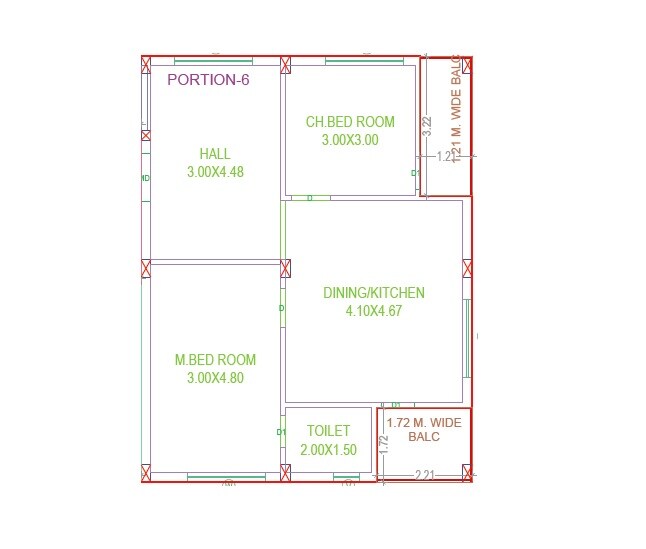 Floor plan of 2 BHK 1220 Sq. Ft. Apartment in Avisun Tamanna Pride, Hyderabad