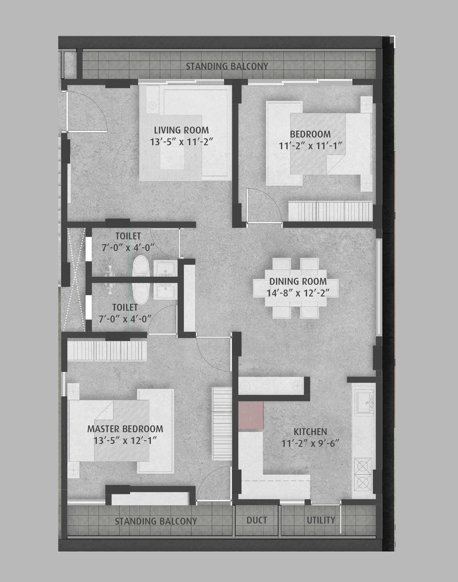 2 BHK 1099 Sq. Ft. Apartment