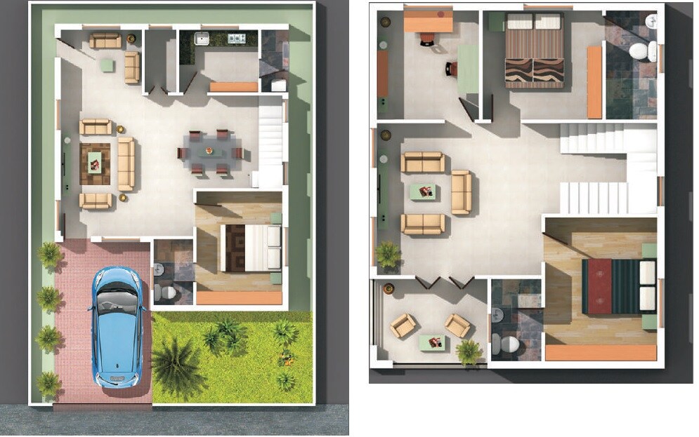 Floor plan of 3 BHK 2700 Sq. Ft. Villa in AZ Shangrila Villas, Hyderabad