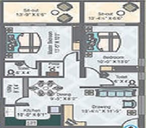 Floor plan of 3 BHK 1116 Sq. Ft. Apartment in Beccun Life Style, Hyderabad