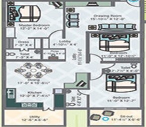 Floor plan of 3 BHK 1242 Sq. Ft. Apartment in Beccun Life Style, Hyderabad