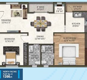 2 BHK 1200 Sq. Ft. Apartment in Bensup Suraksha Lake Eden