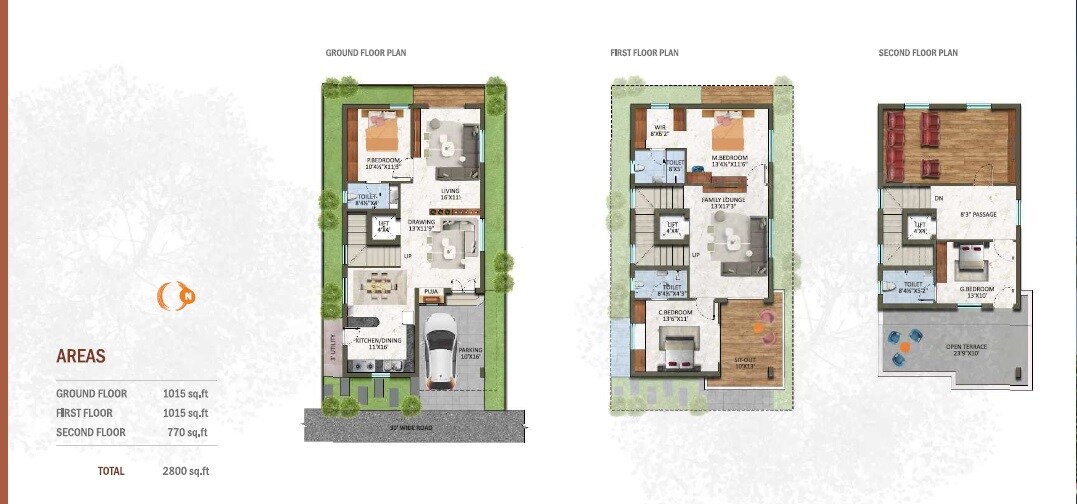 Floor plan of 4 BHK 2800 Sq. Ft. Villa in Bensup The Sanctuary, Hyderabad