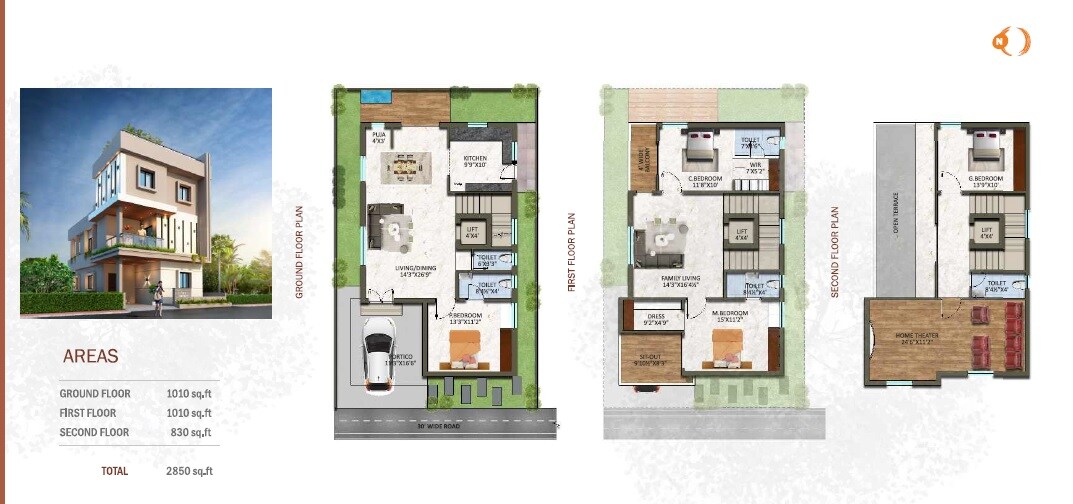 Floor plan of 4 BHK 3600 Sq. Ft. Villa in Bensup The Sanctuary, Hyderabad